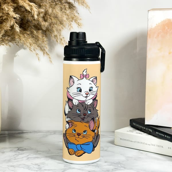 Purr-fectly Cute Cat Love Water Bottle - 700 ML