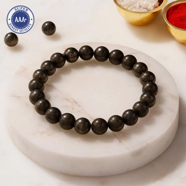 Pyrite Wealth and Protection Gemstone Bracelet Rakhi
