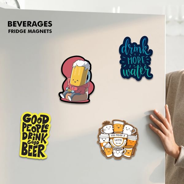 Quirky Beverage Fridge Magnet-Set Of 4