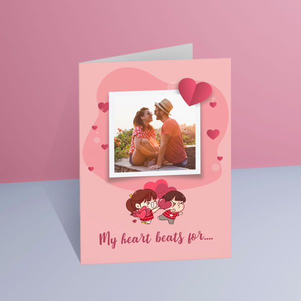 Quirky Heart Beats Personalized A5 Love Card