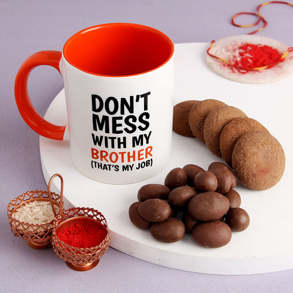 Quirky Mug For Bhai Dooj With Chocolates