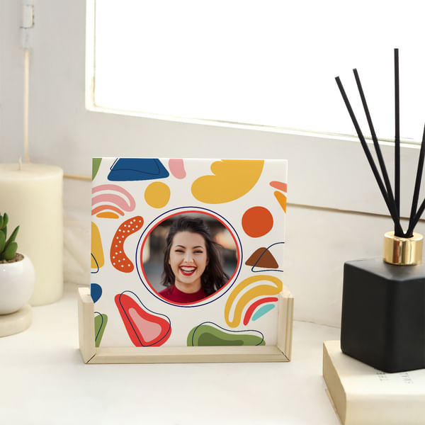 Quirky Personalized Sandwich Photo Frame with Wooden Base