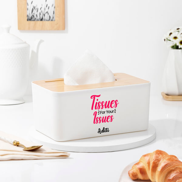Quirky Personalized Wooden Tissue Box