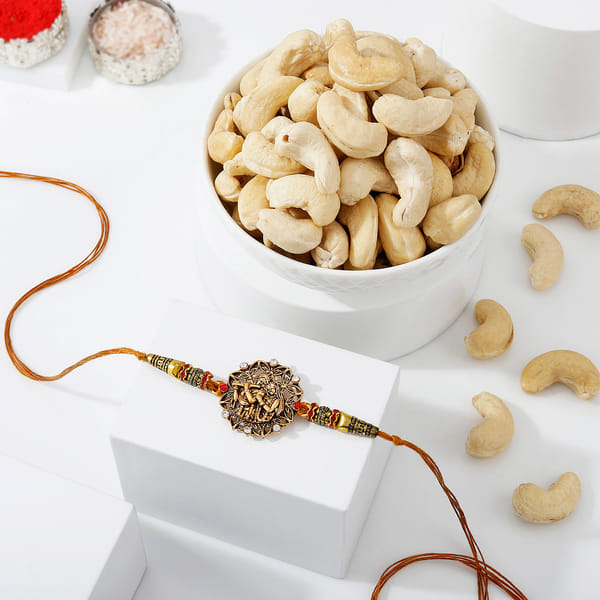 Radha Krishna Rakhi with Dry Fruits