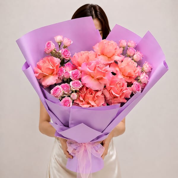 Radiant Pink Rose Medley Bouquet