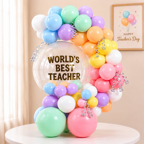 Rainbow Balloon Bouquet for Teacher's Day