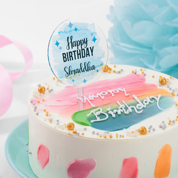Rainbow Swirl Personalized Birthday Cake