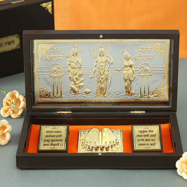 Ram Darbar Gold & Silver Plated Charan Paduka in Box