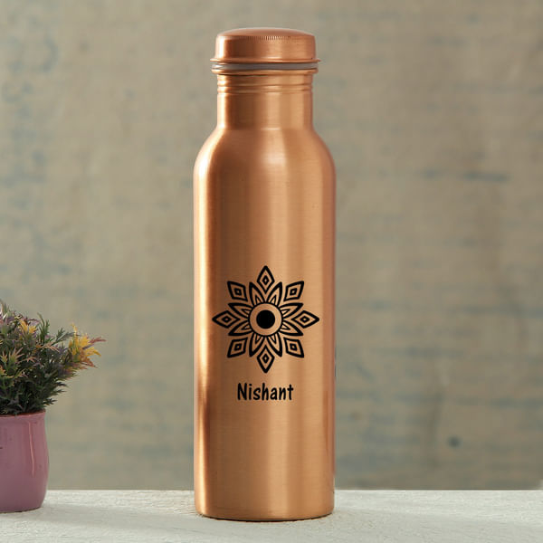 Rangoli Personalized Copper Water Bottle