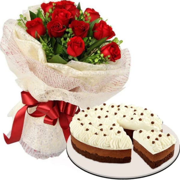 Red Rose Bouquet & Chocolate Pound Cake