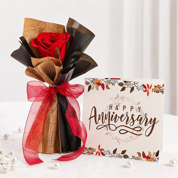 Red Rose with Card