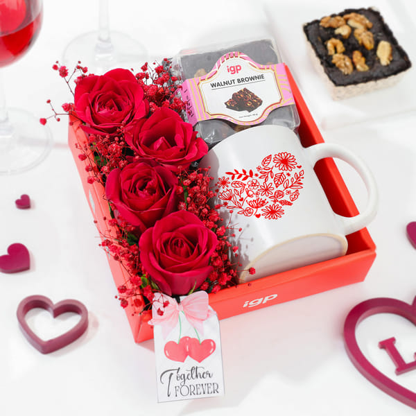 Red Roses and Brownie Hamper