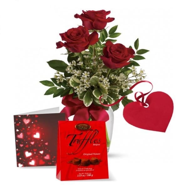 Red Roses with Belgian Truffles