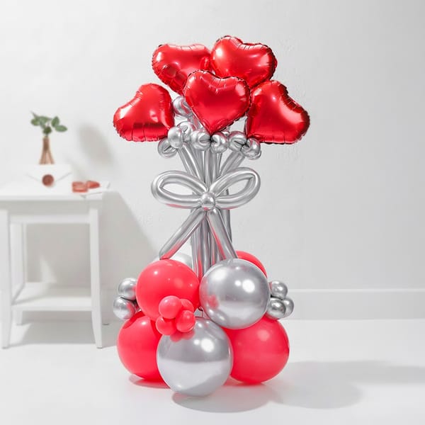 Red & Silver Statement Balloon Setup
