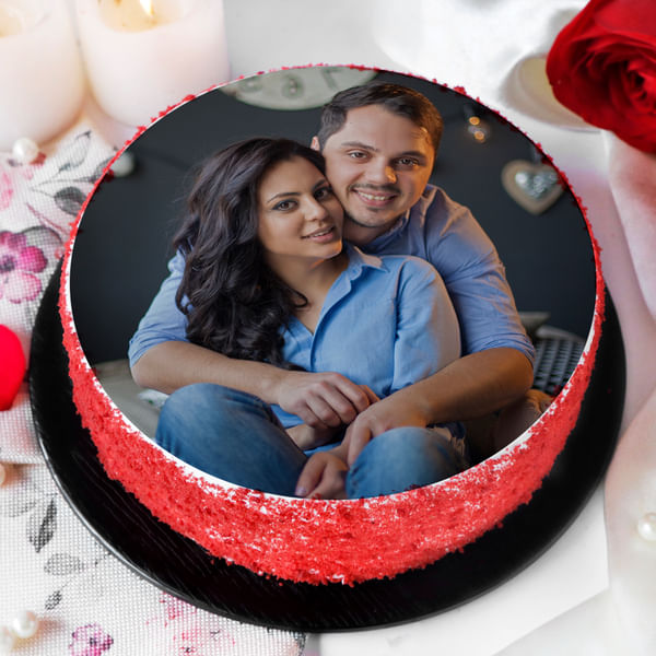 Red Velvet Photo Cake for Couple (1 Kg)