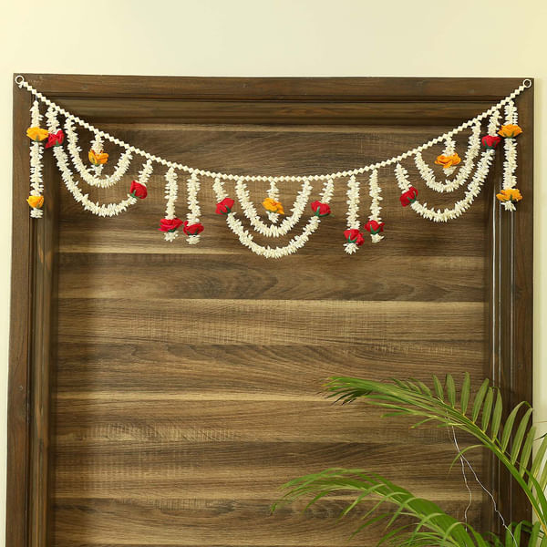 Red & White Artificial Jasmine Flower Design Toran