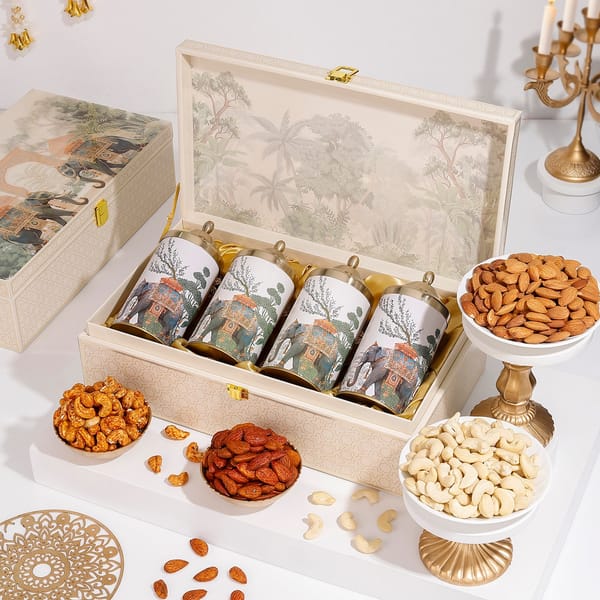 Regal Elephant Lacquered Dry Fruit Gift Box
