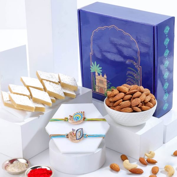 Regal Peacock Rakhi Treat Hamper