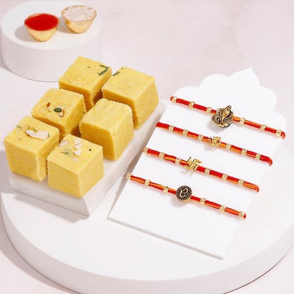 Religious Rakhi Hamper with Soan Papdi