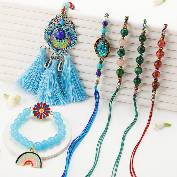 Resin Stone Family Rakhi Set Of 6