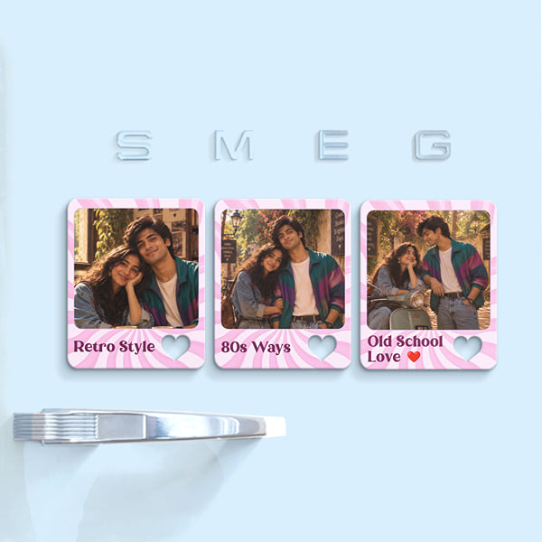 Retro Style Personalized Fridge Magnet Trio