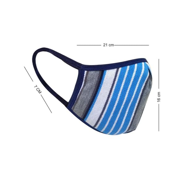 Reversible Cotton Face Mask - Flat Dust Masks - Blue And White
