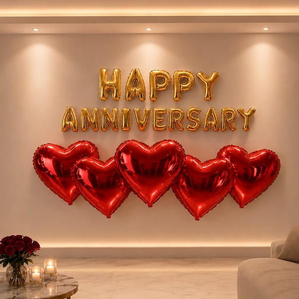 Romantic Anniversary Balloon Decor Party Kit - 6 pcs