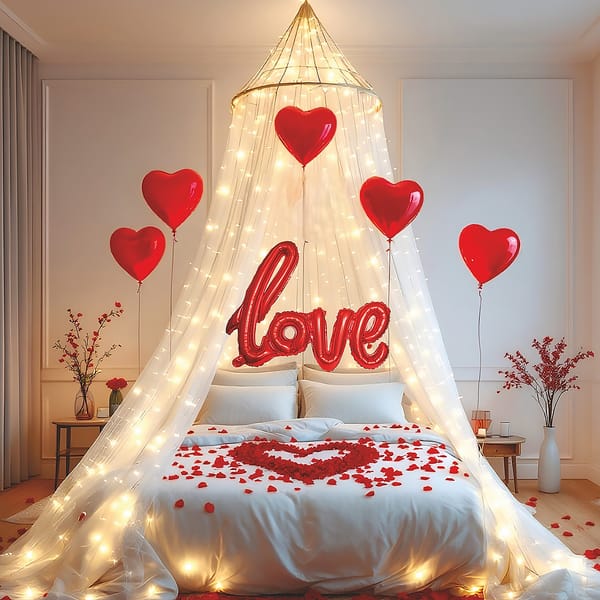 Romantic Love Canopy Room Decor Party Kit - 8 pcs