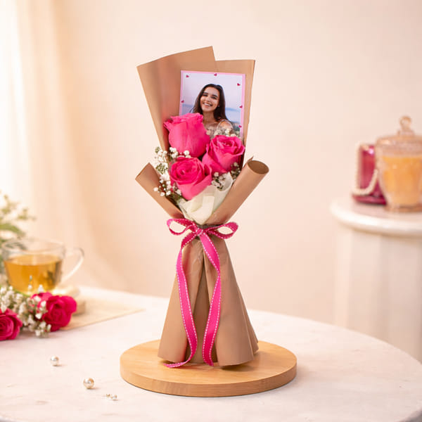 Rose Bouquet with Personalized Polaroid Card
