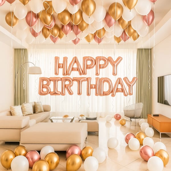 Rose Gold Birthday Balloon Arrangement