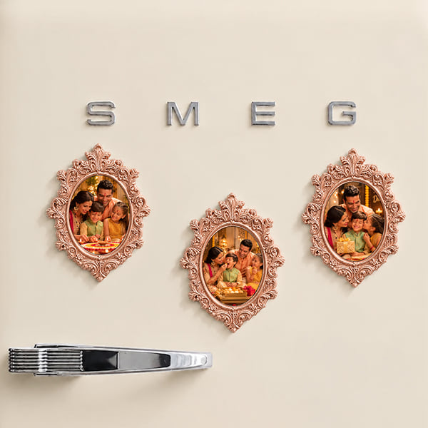 Rose Gold Personalized Vintage Fridge Magnet Trio