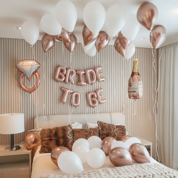 Rose Gold White BRIDE TO BE Balloon Decor