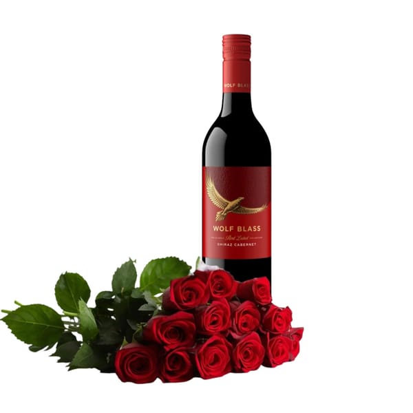 Roses And Red Wine Delight Perfect Valentine's Day Gift