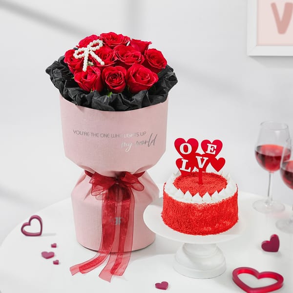 Roses And Treats Valentines Day Gift Combo