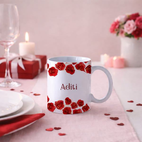 Rosy Charm Personalized Valentine's Day Mug