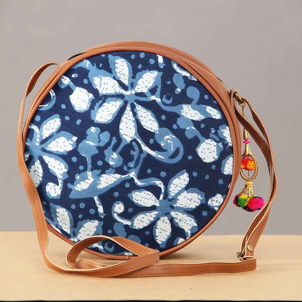Round Indigo Blue Sling Bag