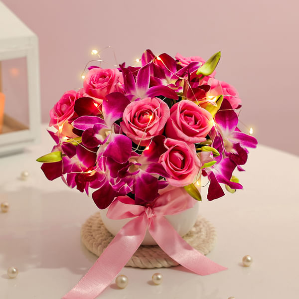 Royal Glow Orchid & Rose Arrangement