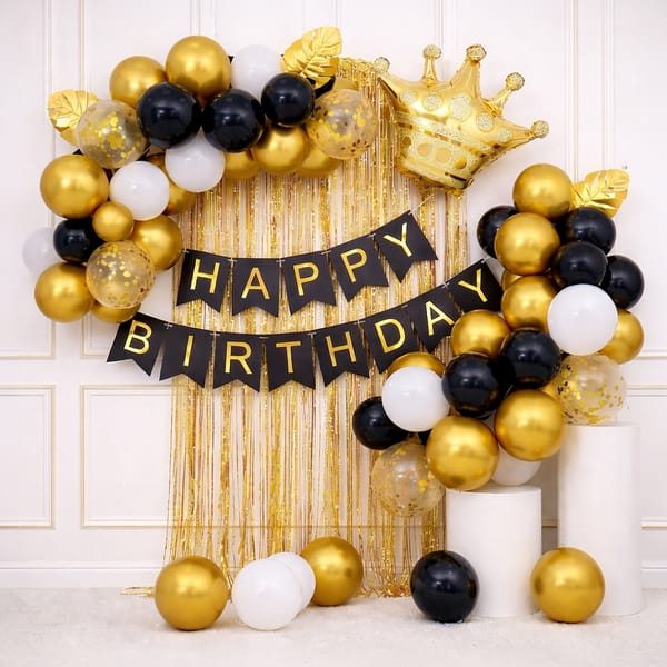 Royal Gold And Black Happy Birthday Arrangement