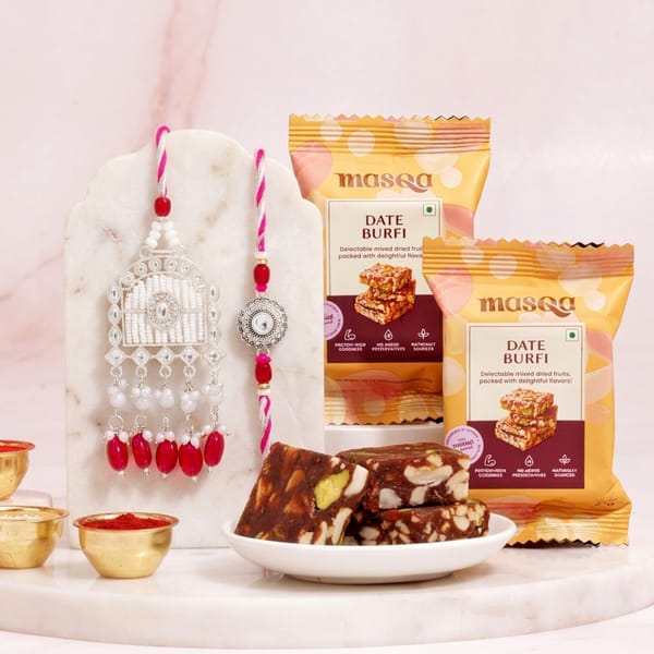 Royal Kundan Bhaiya-Bhabhi Rakhi With Sweets