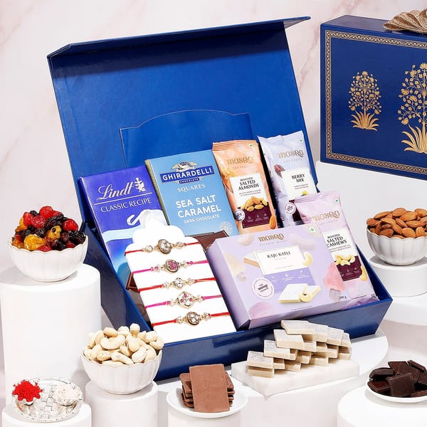 Royal Kundan Rakhi Hamper with Sweet Delights