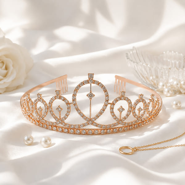 Royal Rose Gold Crystal Party Tiara