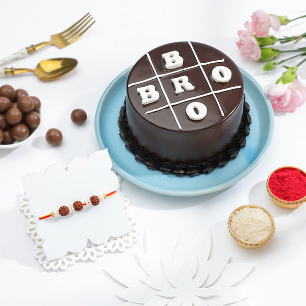 Rudraksha Rakhi And Bro Cake Combo