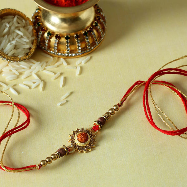 Rudraksha Rakhi with CZ Stones