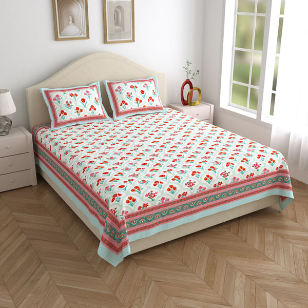 Russet Red Double Bedsheet And Pillow Cover Set