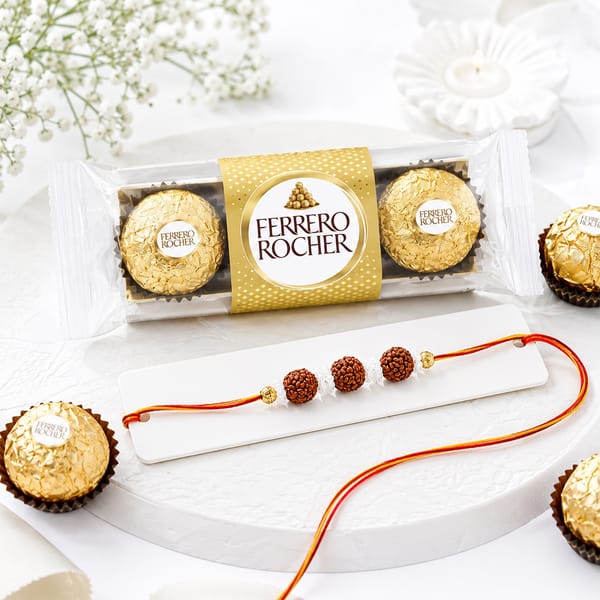 Sacred Rudraksh Rakhi with Ferrero Rocher