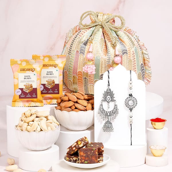 Sacred Threads & Treats Bhabhi Bhaiya Rakhi Gift Hamper
