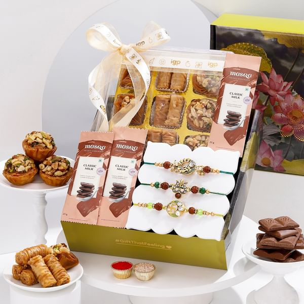 Sacred Trinity Rakhis And Baklava Hamper