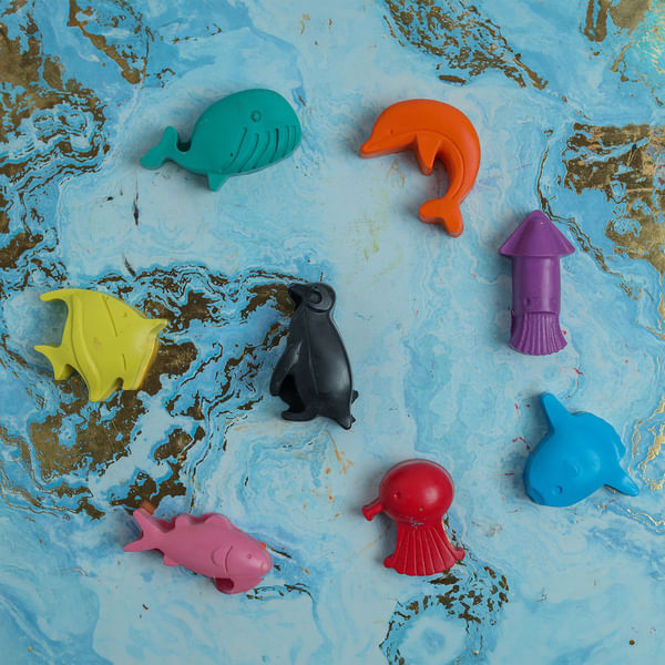 Sea Animals-Shaped Crayons - Set Of 8