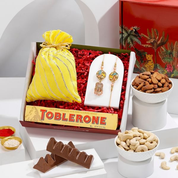 Semi Precious Bhaiya Bhabhi Rakhi Hamper