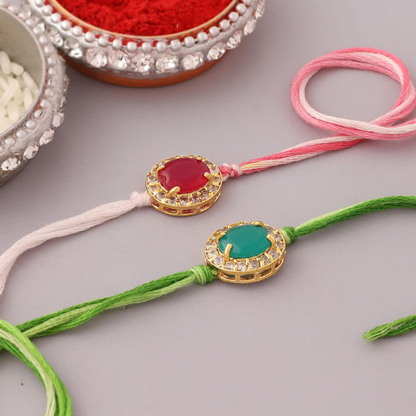 Semi Precious Stone And CZ Rakhi (Set of 2)